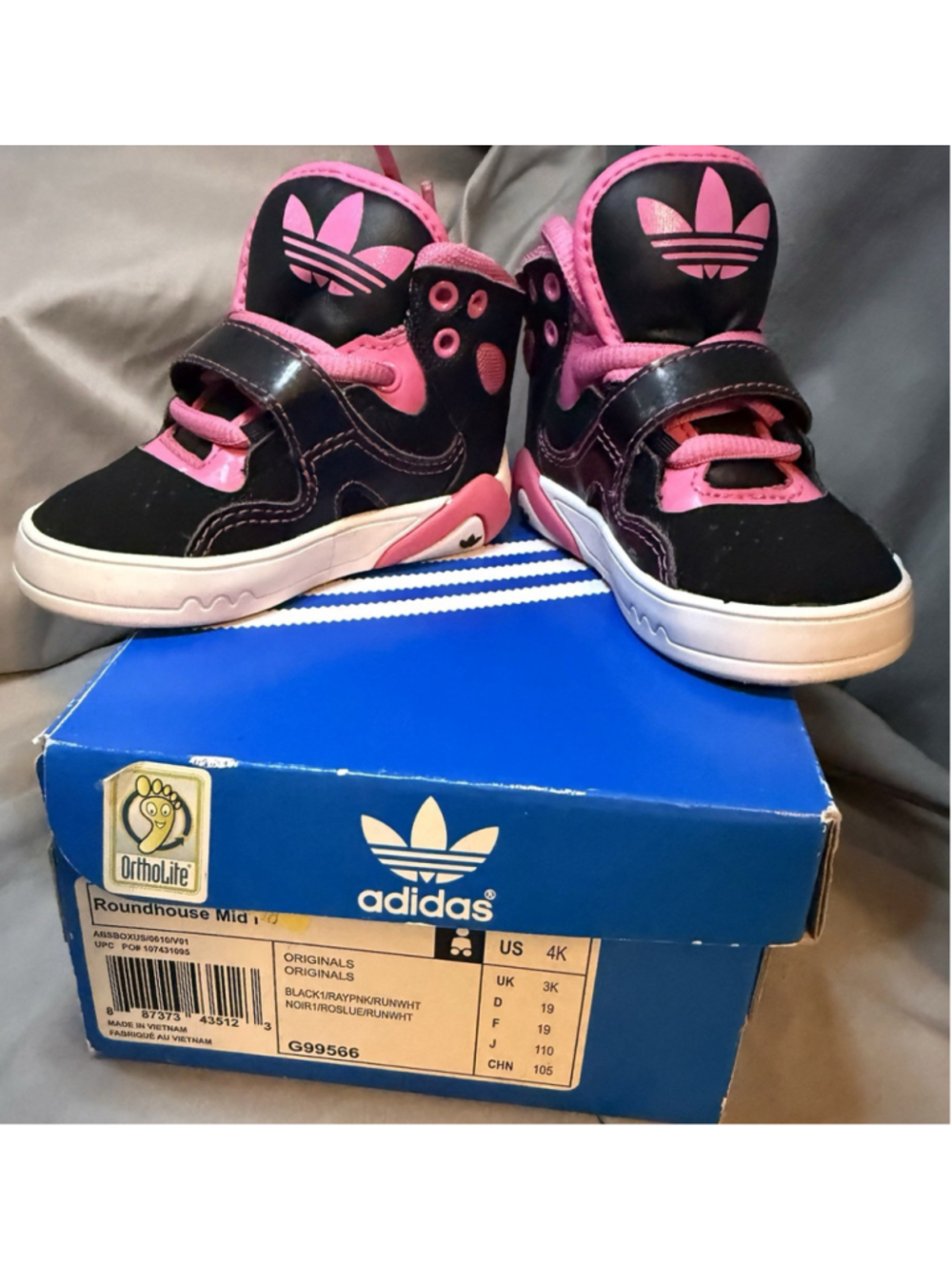 Adidas Black And Pink Toddler Hi Tops Size 4k Model G99566 With Box